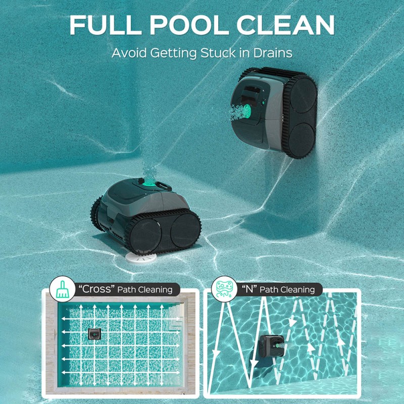 WYBOT C1 Cordless Robotic Pool Cleaner  150min Runtime  Wall Climbing  Intelligent Route Planning  APP Control  for Pools up to 