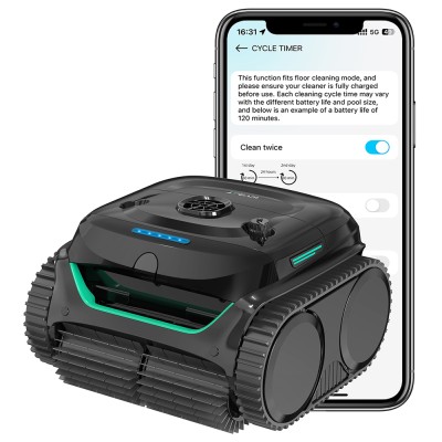 WYBOT C2 Cordless Pool Robot Vacuum  Wall and Waterline Cleaning  Dual Cleaning Filtration  for Inground Pools Up to 1614Sq ft  