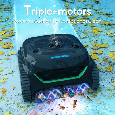 WYBOT C2 Cordless Pool Robot Vacuum  Wall and Waterline Cleaning  Dual Cleaning Filtration  for Inground Pools Up to 1614Sq ft  