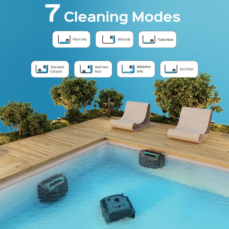 WYBOT C2 Cordless Pool Robot Vacuum  Wall and Waterline Cleaning  Dual Cleaning Filtration  for Inground Pools Up to 1614Sq ft  