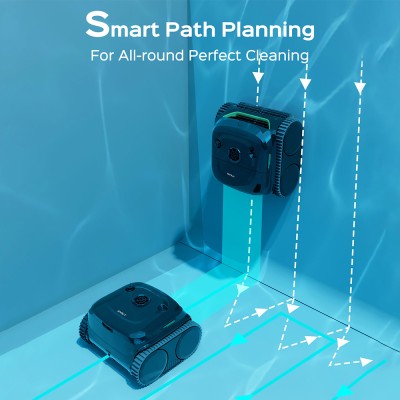 WYBOT C2 Cordless Pool Robot Vacuum  Wall and Waterline Cleaning  Dual Cleaning Filtration  for Inground Pools Up to 1614Sq ft  