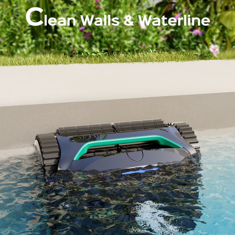 WYBOT C2 Cordless Pool Robot Vacuum  Wall and Waterline Cleaning  Dual Cleaning Filtration  for Inground Pools Up to 1614Sq ft  