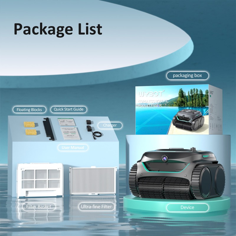 WYBOT C2 Vision Cordless Pool Robot Vacuum  Debris Detection with AI Camera  8-in-1 Master Cleaning  Two-Layer Filtration  Brush