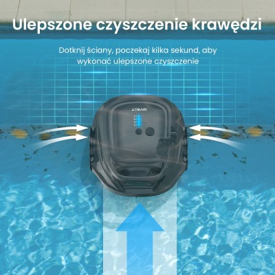 WYBOT A1 Akumulátorový bazénový vysavač, dvouvrstvá filtrace, výdrž 120 min – Černý