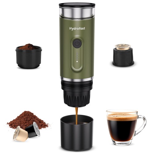 Hydrofast PO-100 Portable Espresso Maker  15-Bar Pressure  7800mAh Battery  2-in-1 Capsule 