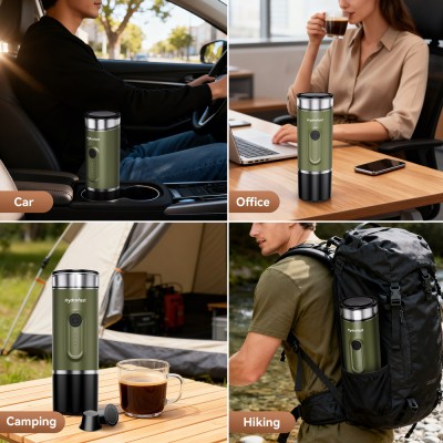 Hydrofast PO-100 Portable Espresso Maker  15-Bar Pressure  7800mAh Battery  2-in-1 Capsule 
