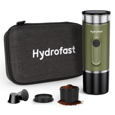 Hydrofast PO-100 Portable Espresso Maker  15-Bar Pressure  7800mAh Battery  2-in-1 Capsule 