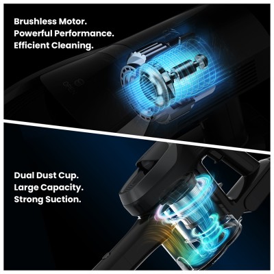 JIMMY JV9 Pro Aqua Cordless Vacuum Cleaner  160AW Suction Power  Up to 65min Runtime  500ml Water Tank  Gray - EU Plug