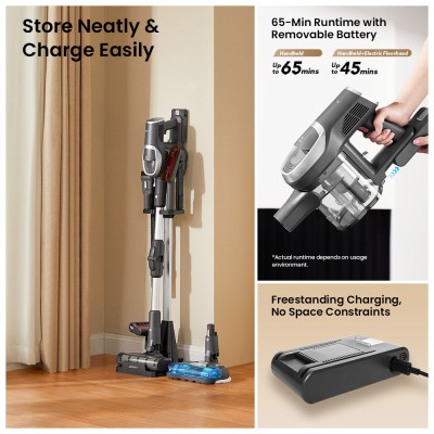 JIMMY JV9 Pro Aqua Cordless Vacuum Cleaner  160AW Suction Power  Up to 65min Runtime  500ml Water Tank  Gray - EU Plug