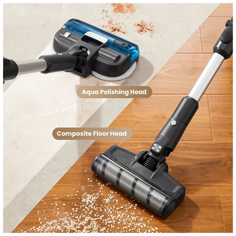JIMMY JV9 Pro Aqua Cordless Vacuum Cleaner  160AW Suction Power  Up to 65min Runtime  500ml Water Tank  Gray - EU Plug
