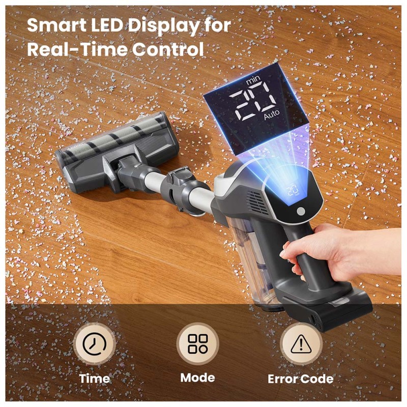 JIMMY JV9 Pro Aqua Cordless Vacuum Cleaner  160AW Suction Power  Up to 65min Runtime  500ml Water Tank  Gray - EU Plug