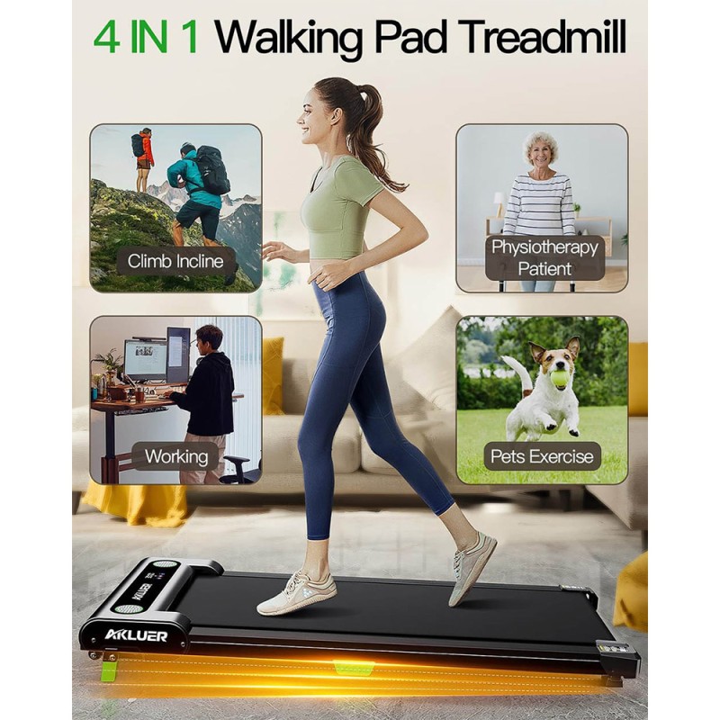 Akluer 480L-A Walking Pad with Incline  2 5HP Quiet Motor  Remote Control 