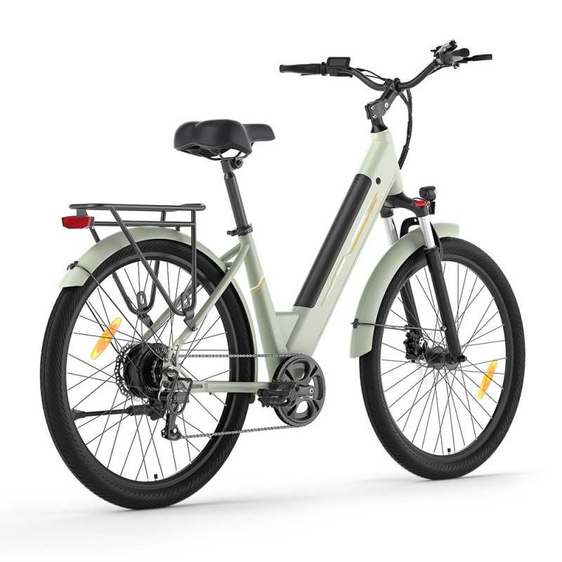 Touroll J1 Elektrické kolo s nízkým nástupem, motor 250 W, baterie 36 V 15,6 Ah - Zelená