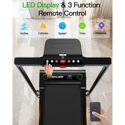 Akluer 480L-B Incline Walking Pad with Foldable Handle  2 5HP Quiet Motor  LED Screen 