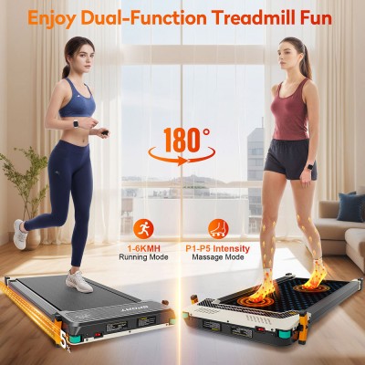 Akluer 520A-A Dual-Sided Treadmill with Shiatsu Foot Massager  2 5HP Quiet Motor  330LBS Max Capacity  LED Display 