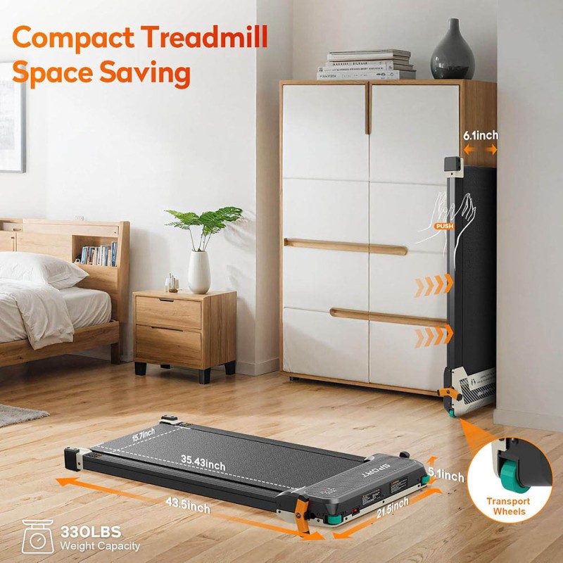 Akluer 520A-A Dual-Sided Treadmill with Shiatsu Foot Massager  2 5HP Quiet Motor  330LBS Max Capacity  LED Display 