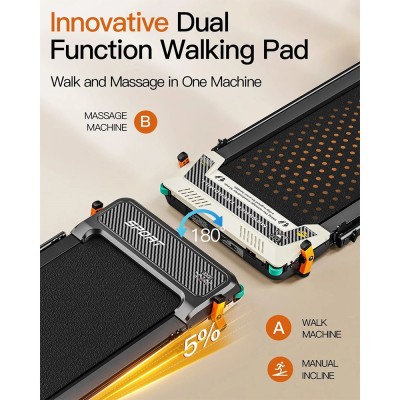 Akluer 520A-B Dual-Sided Walking Pad with Handle  2 5HP Quiet Motor  4MPH Max Speed  150kg Capacity  Dual LED Display  Manual In