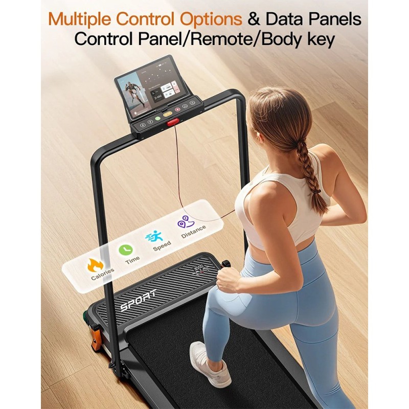 Akluer 520A-B Dual-Sided Walking Pad with Handle  2 5HP Quiet Motor  4MPH Max Speed  150kg Capacity  Dual LED Display  Manual In