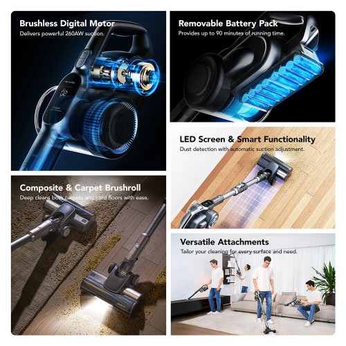 JIMMY H11 Pro Cordless Vacuum Cleaner  260AW Suction  90min Runtime  Brushless Motor  4 Modes  LED Display  for Carpets/Hard Flo 2