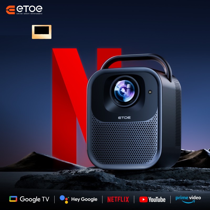 ETOE Seal Pro projektor s Google TV, 1300 ANSI, automatické zaostřování a korekce zkreslení – nová verze