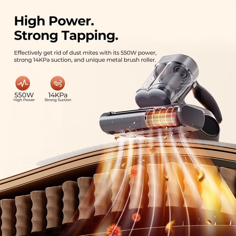JIGOO J300 Pro Smart Mattress Vacuum Cleaner  550W Motor  48 000RPM Tapping Frequency  14kPa Strong Suction  Dual-Cup Filtration