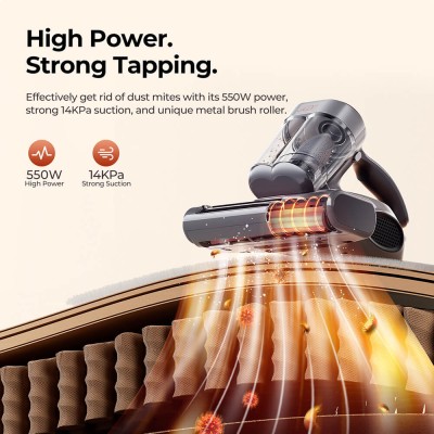JIGOO J300 Pro Smart Mattress Vacuum Cleaner  550W Motor  48 000RPM Tapping Frequency  14kPa Strong Suction  Dual-Cup Filtration