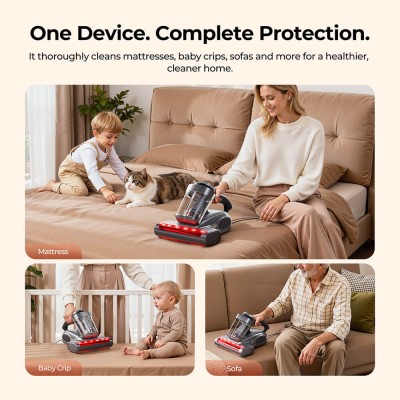 JIGOO J300 Pro Smart Mattress Vacuum Cleaner  550W Motor  48 000RPM Tapping Frequency  14kPa Strong Suction  Dual-Cup Filtration