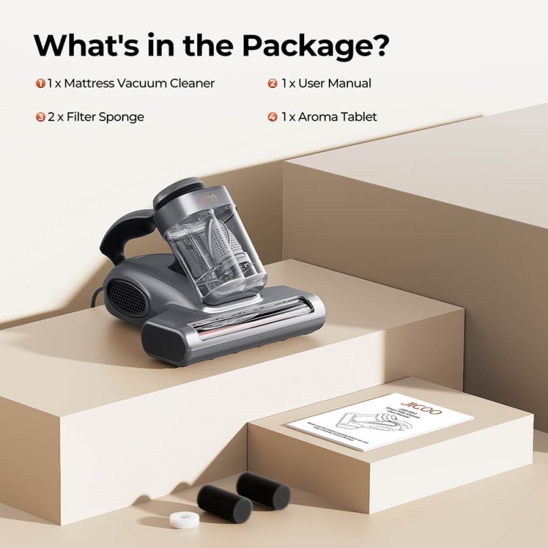 JIGOO J300 Pro Smart Mattress Vacuum Cleaner  550W Motor  48 000RPM Tapping Frequency  14kPa Strong Suction  Dual-Cup Filtration