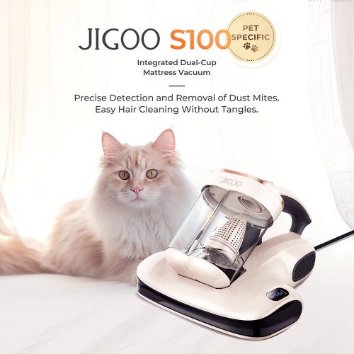 JIGOO S100 Smart Dual-Cup Mattress Vacuum Cleaner with 350W Power and 12KPa Suction 2