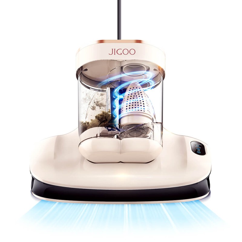 JIGOO S100 Smart Dual-Cup Mattress Vacuum Cleaner with 350W Power and 12KPa Suction