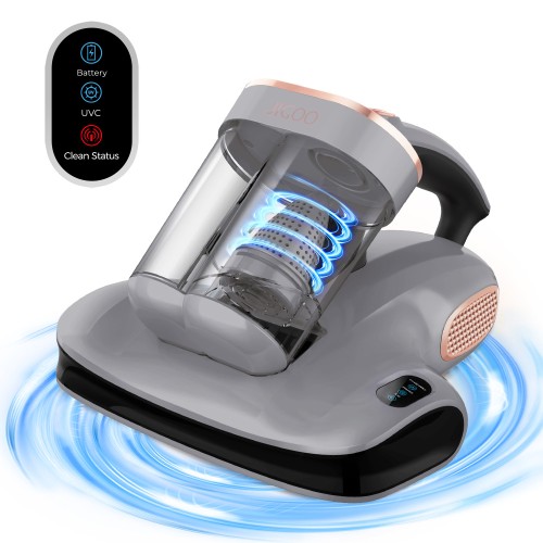 JIGOO S100 Cordless Mattress Vacuum Cleaner  Dual-Cup Filtration  10000Pa Suction  150W Brushless Motor  80 000/min Tapping  UV-