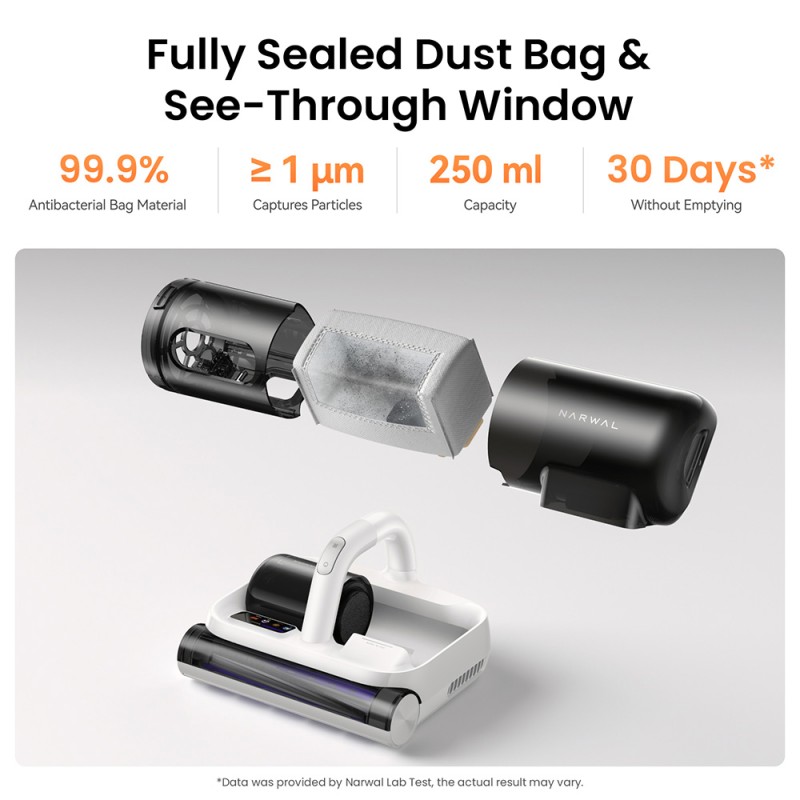 Narwal U50 Pro Bezdrátový vysavač na matrace, 150 W, sací výkon 16 kPa, baterie 2000 mAh, výdrž až 37 min