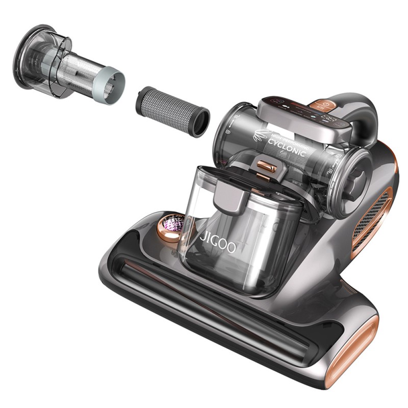 JIGOO T600 vysavač na matrace, odstraňuje 99,9 % alergenů z postelí a pohovek, rychlé nahřátí na 60 °C za 5 sekund – šed