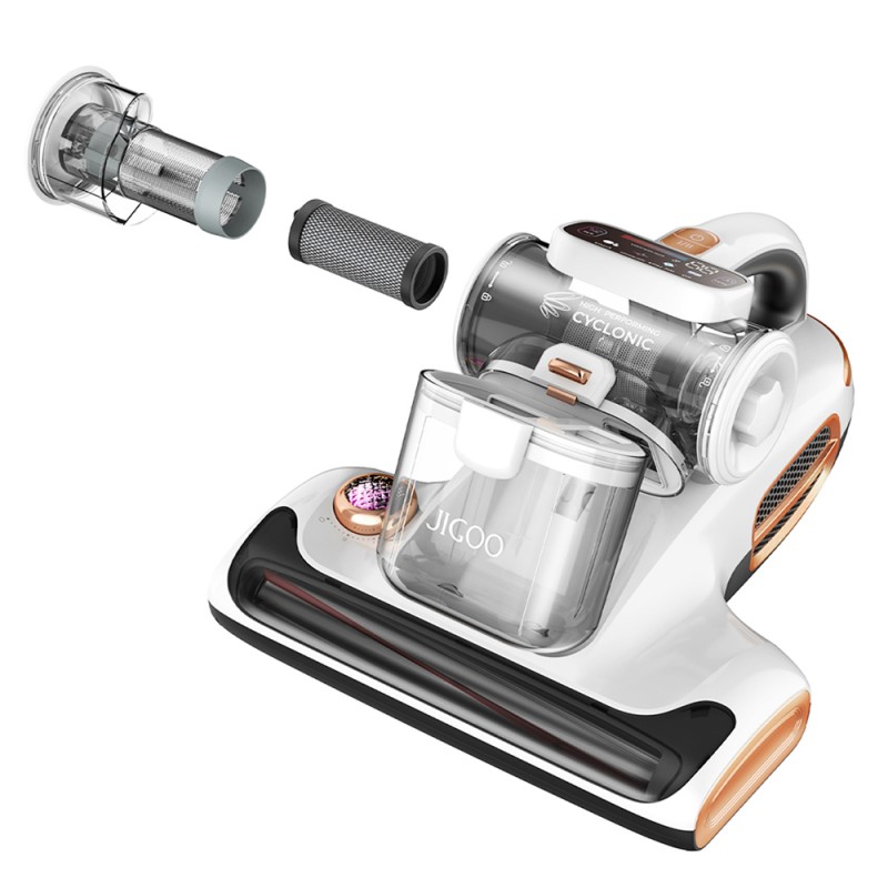 JIGOO T600 vysavač na matrace, odstraňuje 99,9 % alergenů z postelí a pohovek, rychlé nahřátí na 60 °C za 5 sekund – bíl