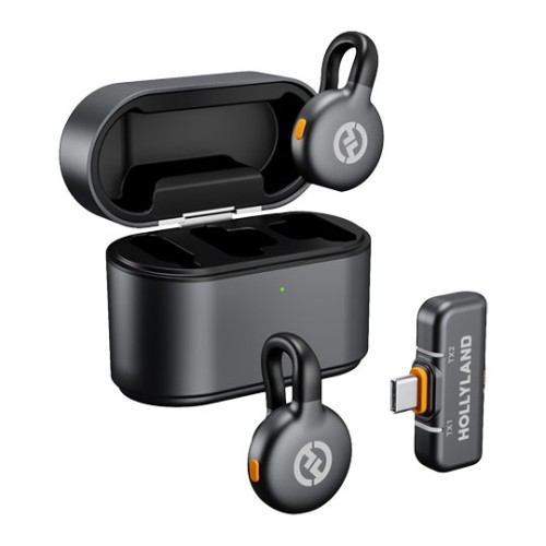 Hollyland Lark M2S s konektorem USB-C, titanovou sponou a potlačením šumu