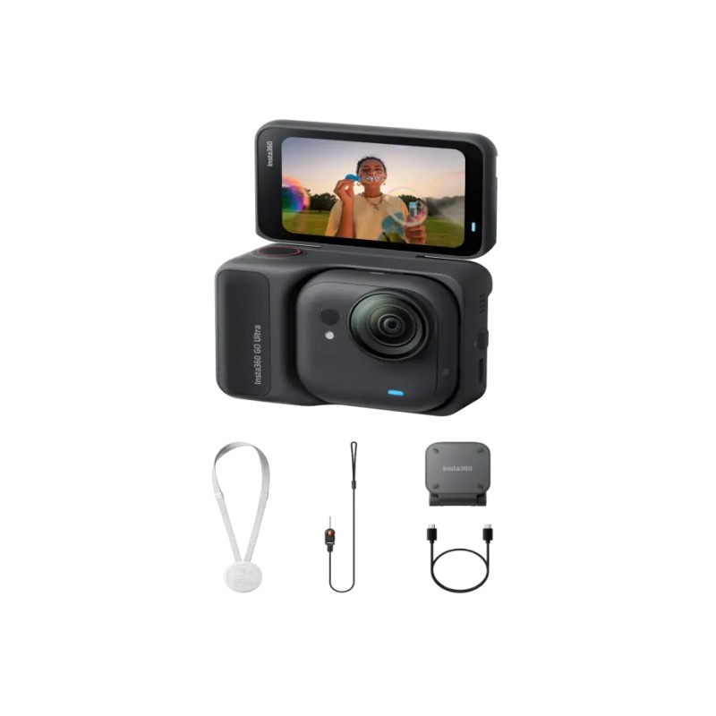 Kamera sportowa Insta360 GO Ultra Standard Bundle, 5nm AI čip pro 4K60fps video, snímač 1/1,28″ – černá