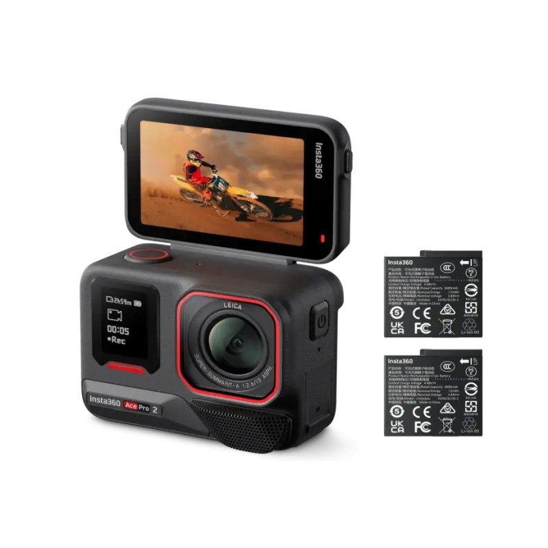 Insta360 Ace Pro 2 Dual Battery Bundle – sportovní kamera, 8K30 video, CMOS snímač 1/1,3″, půlnoční černá