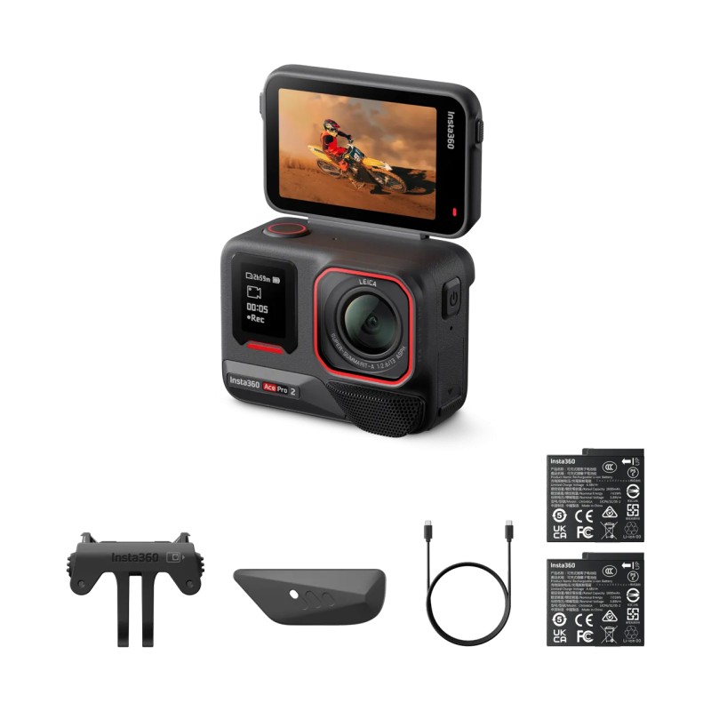 Insta360 Ace Pro 2 Dual Battery Bundle – sportovní kamera, 8K30 video, CMOS snímač 1/1,3″, půlnoční černá
