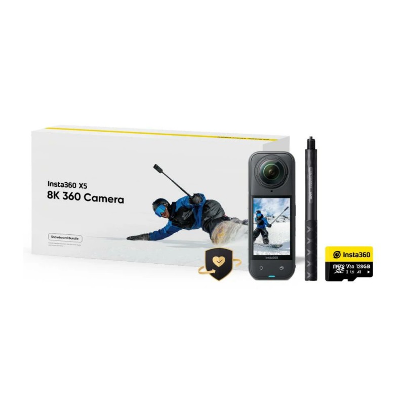 Insta360 X5 Snowboard Bundle – sportovní kamera, 8K 360° video, snímače 1/1,28″