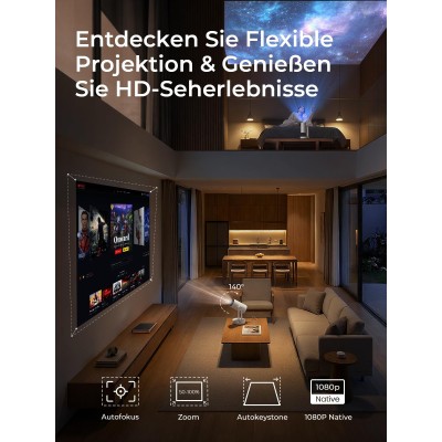 Projektor ETOE Starfish Plus, Google TV a Netflix, ambientní osvětlení, 1080P