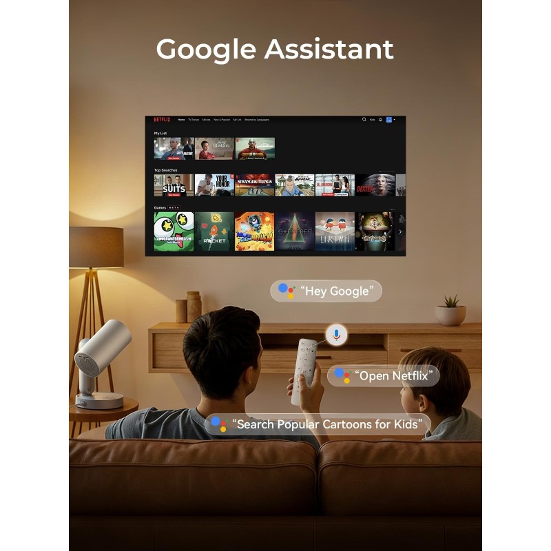 Projektor ETOE Starfish Plus, Google TV a Netflix, ambientní osvětlení, 1080P