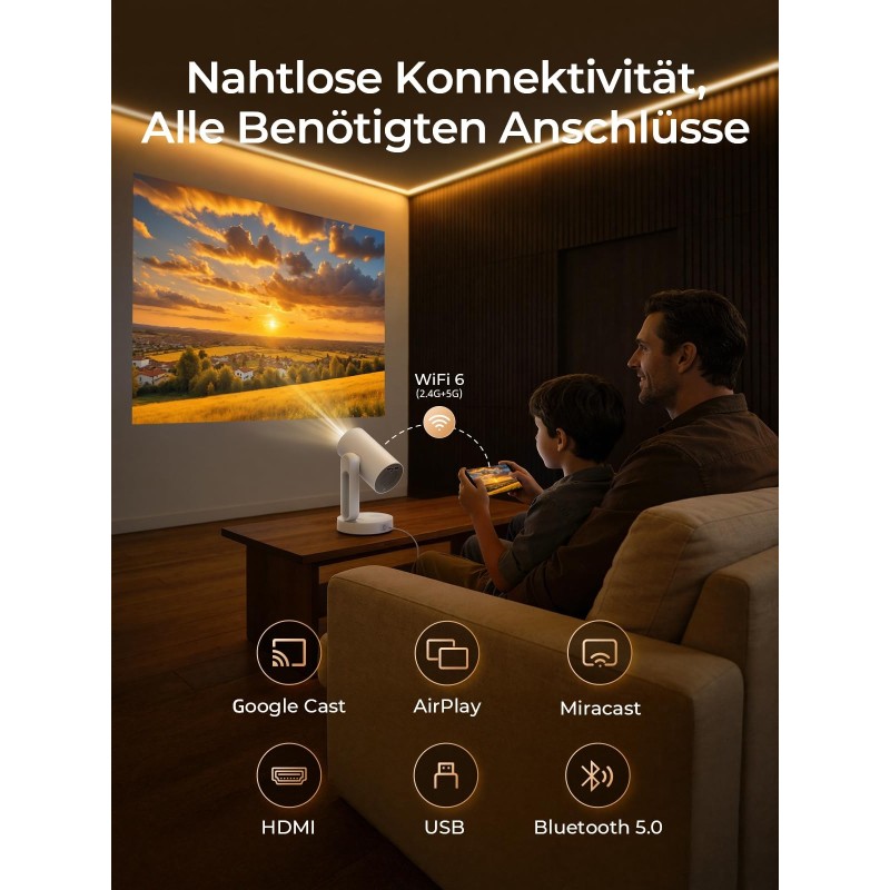 Projektor ETOE Starfish Plus, Google TV a Netflix, ambientní osvětlení, 1080P
