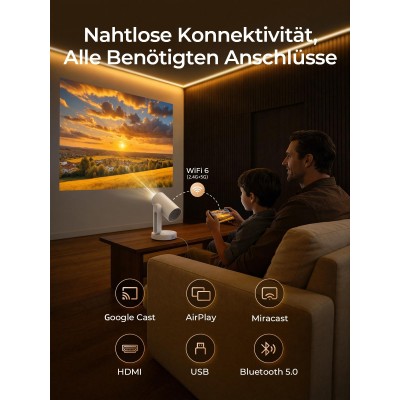 Projektor ETOE Starfish Plus, Google TV a Netflix, ambientní osvětlení, 1080P