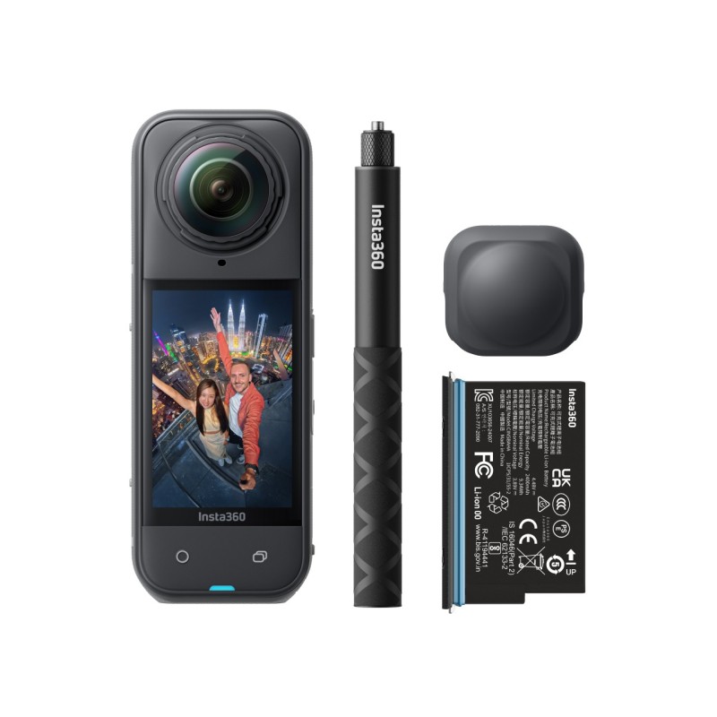Insta360 X5 akční kamery Starter Bundle, 8K 360° video, snímače 1/1,28″ – Midnight Black